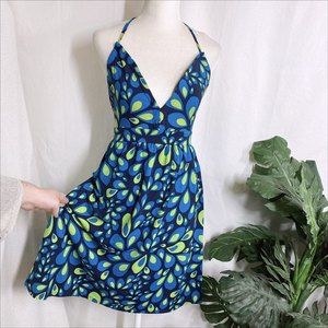 The North Face Patterned Blue and Green Halter Top Dress Dri-fit Hiking Outdoor